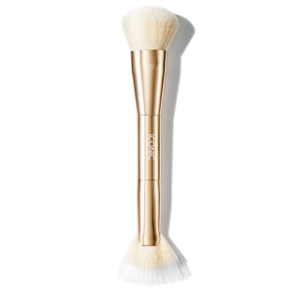 ICONIC London Cheek Glow Duo Brush 🪞 NEW IN BOX Blush Bronzer - Picture 1 of 4